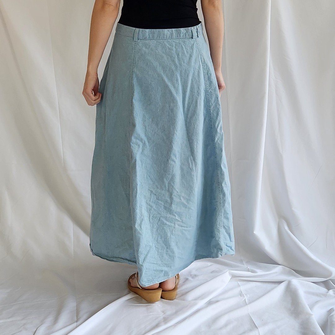 90s/Y2K Denim Button Down Maxi Skirt