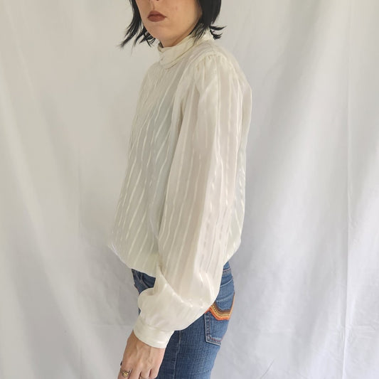 70s Ivory Sheer Striped Shirt