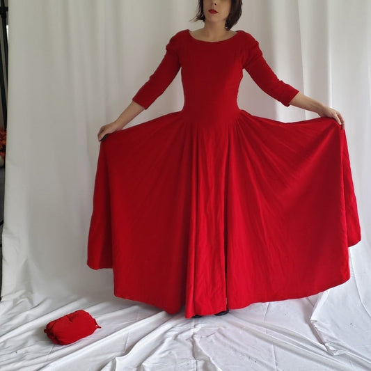 50s/60s Home Made Red Velvet Gown