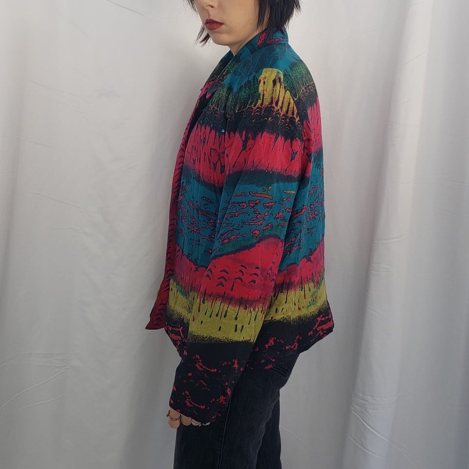 Pink, Green, and Teal Silk Striped Jacket