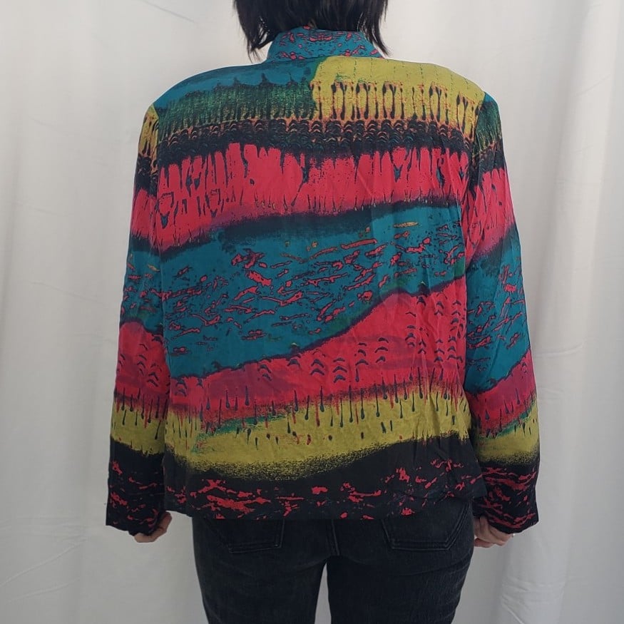 Pink, Green, and Teal Silk Striped Jacket
