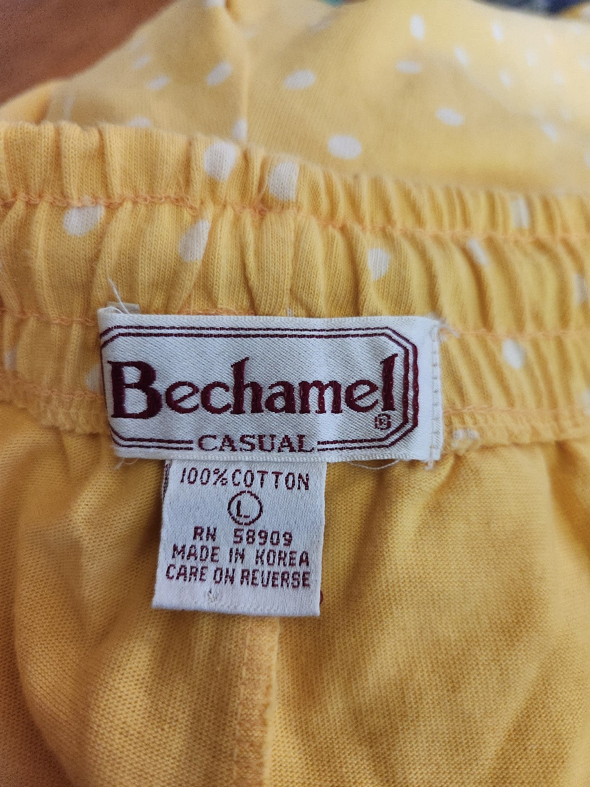 90s Yellow and White Polka Dot Cotton Pull On Shorts