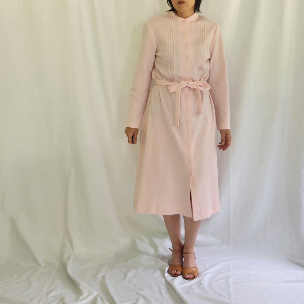 70s Pink Long Sleeve Day Dress