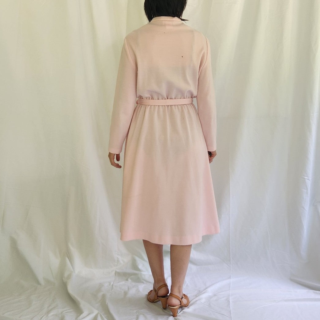 70s Pink Long Sleeve Day Dress