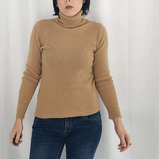 7os Tan Acrylic Turtleneck