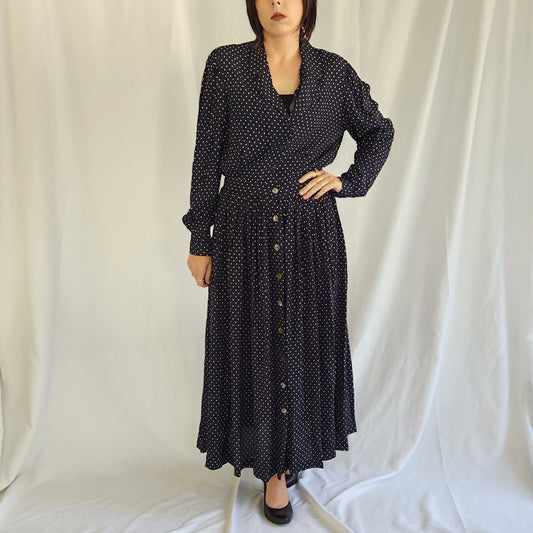 90s Laura Ashley Navy Blue Ditsy Floral Skirt Set