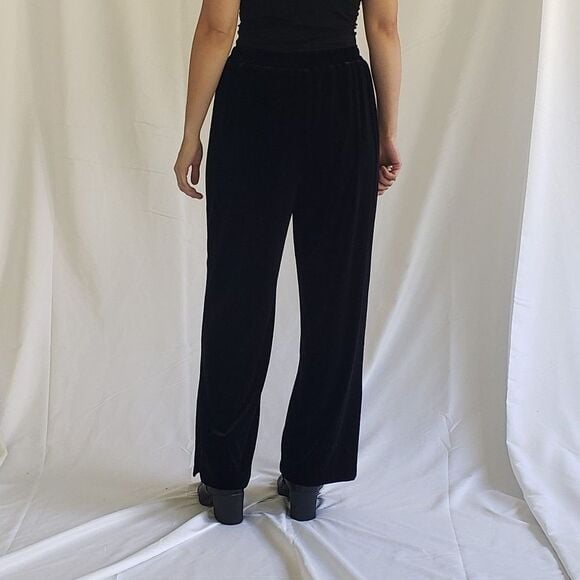 90s Black Velvet Wide Leg Pants