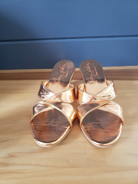 80s Gold Wedge Slides