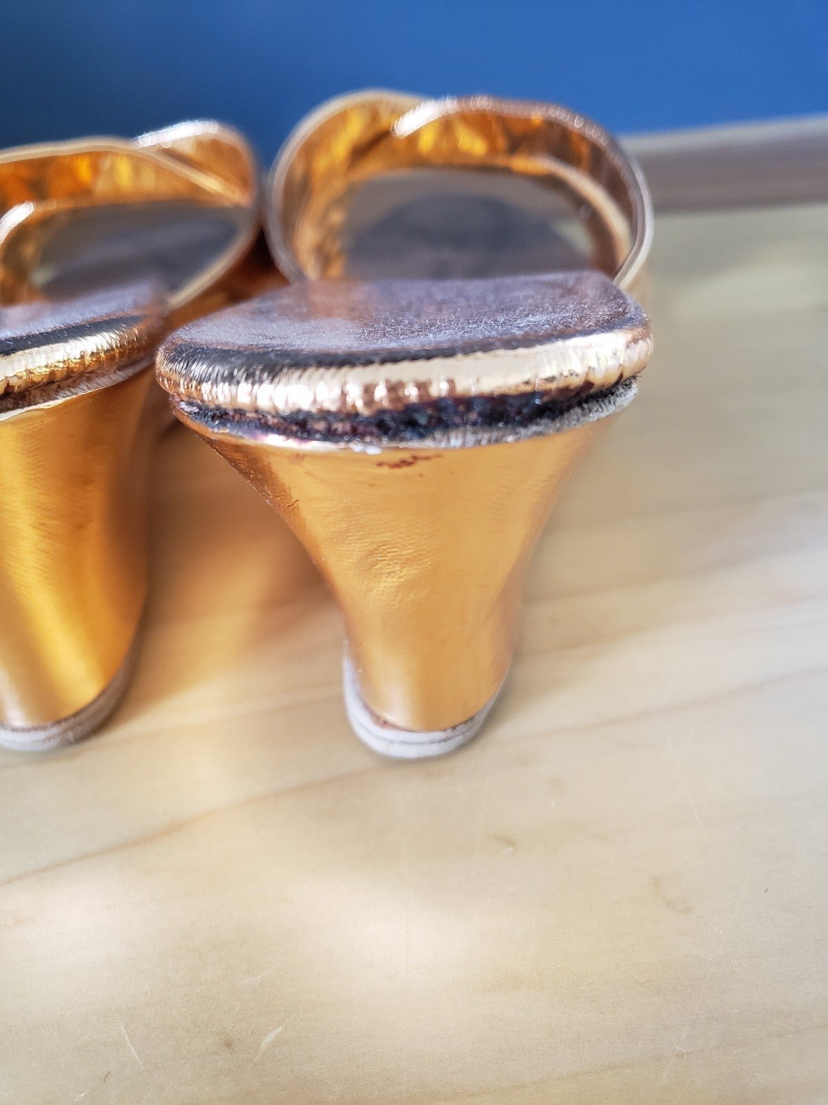 80s Gold Wedge Slides