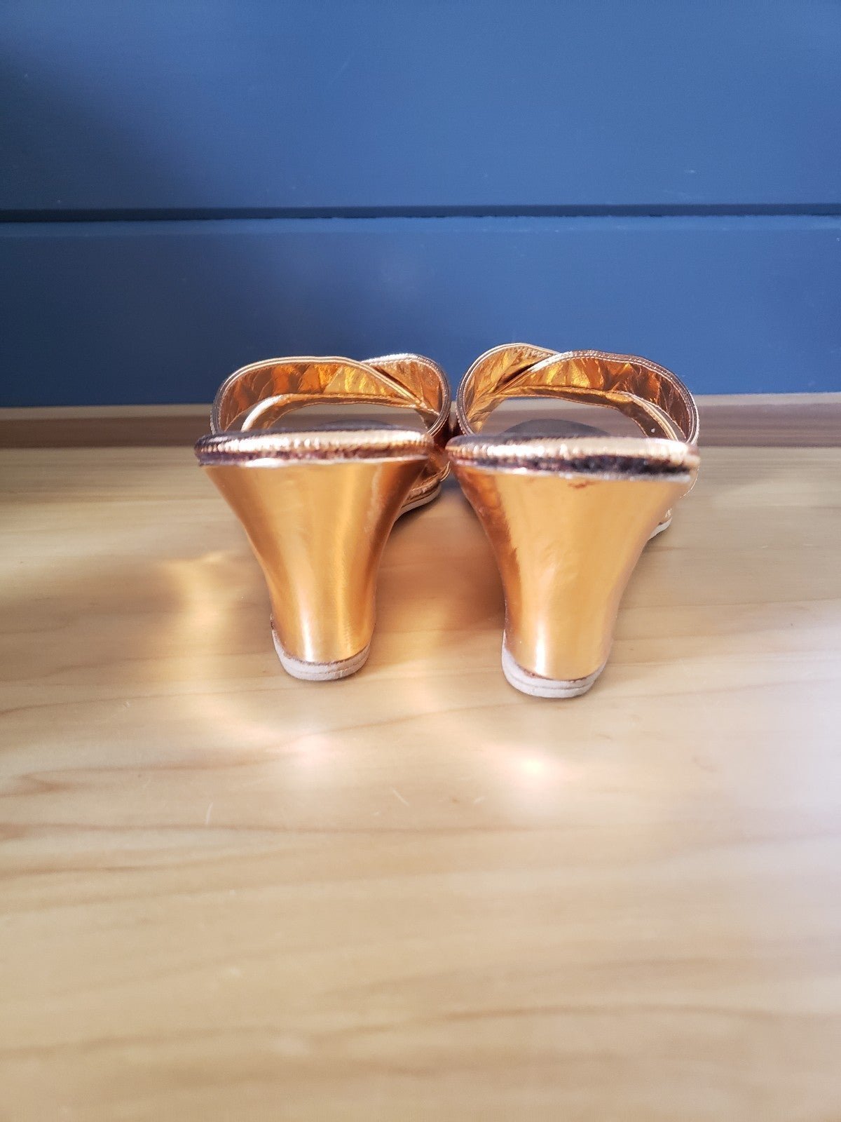 80s Gold Wedge Slides