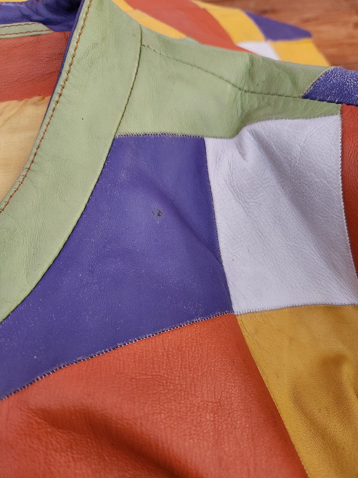 Y2K Colorful Patchwork Leather Jacket