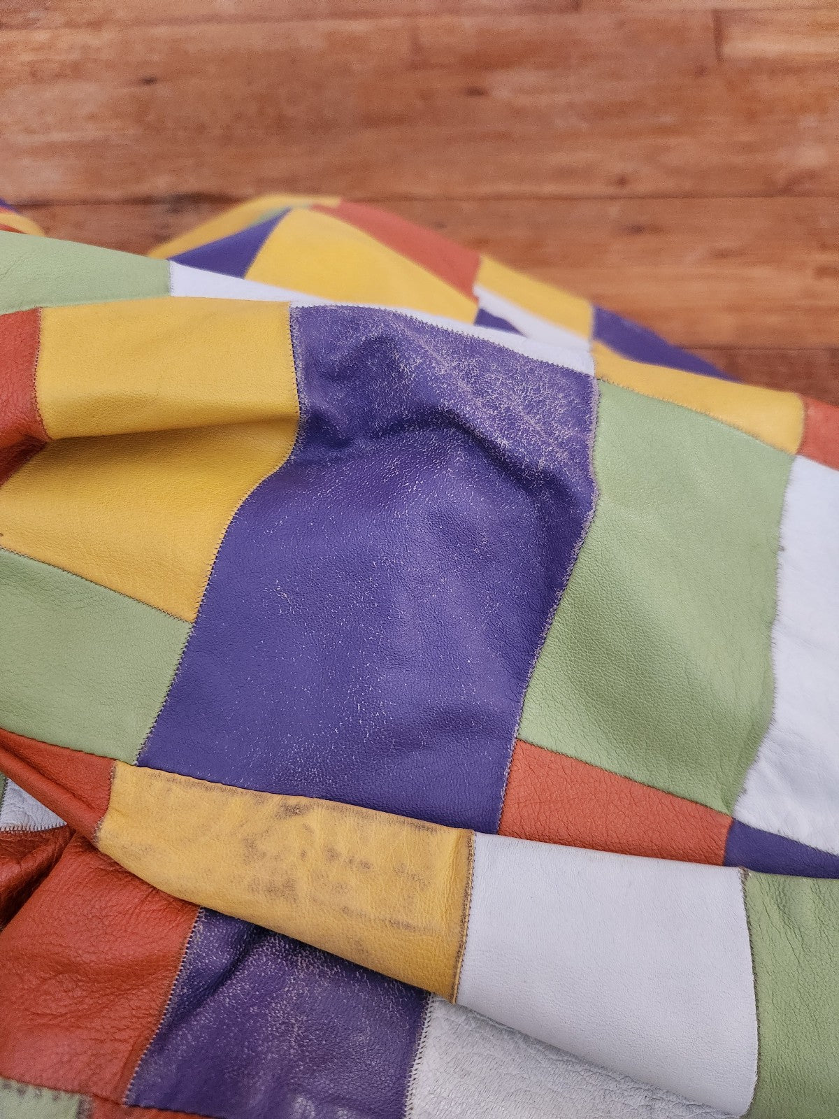 Y2K Colorful Patchwork Leather Jacket