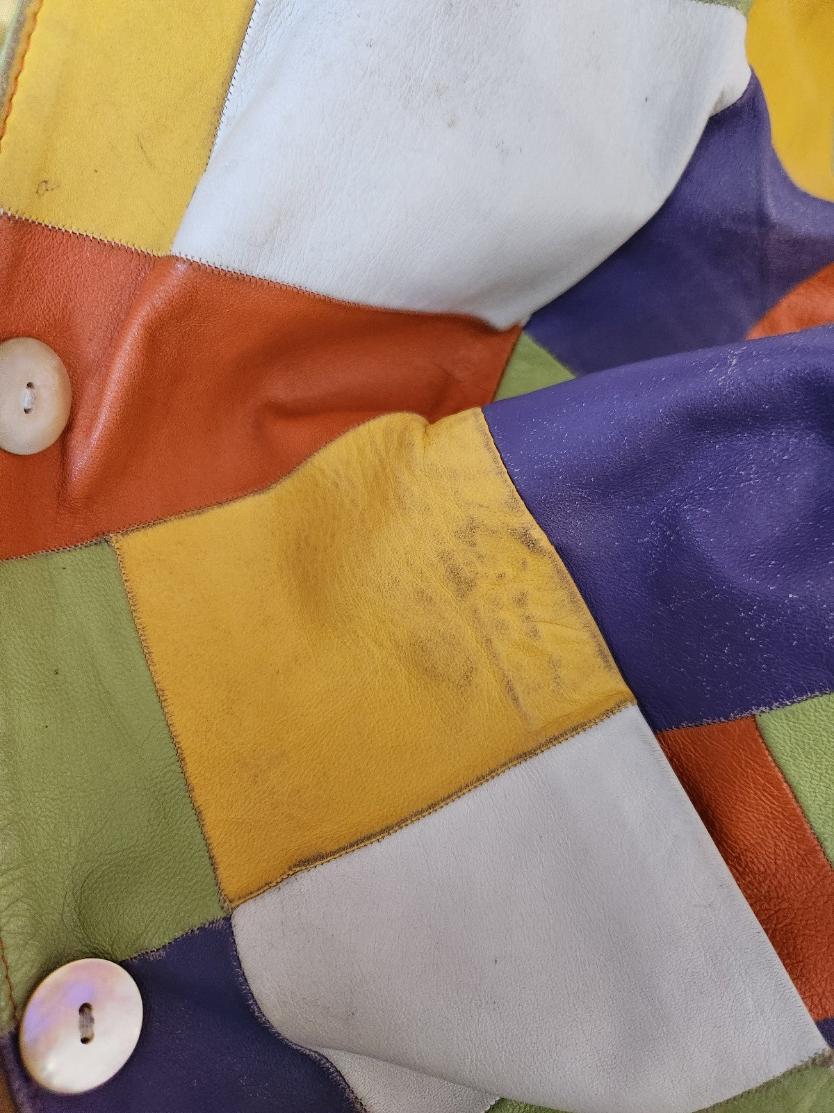 Y2K Colorful Patchwork Leather Jacket