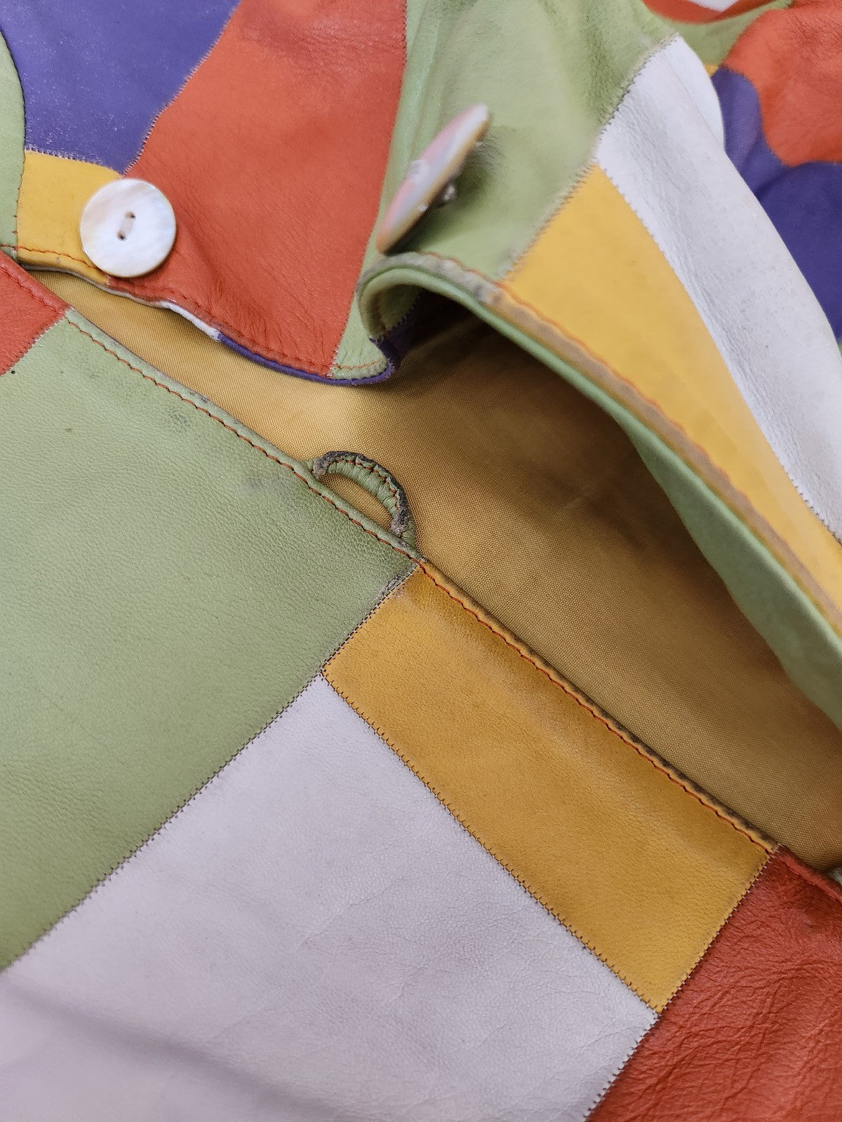 Y2K Colorful Patchwork Leather Jacket