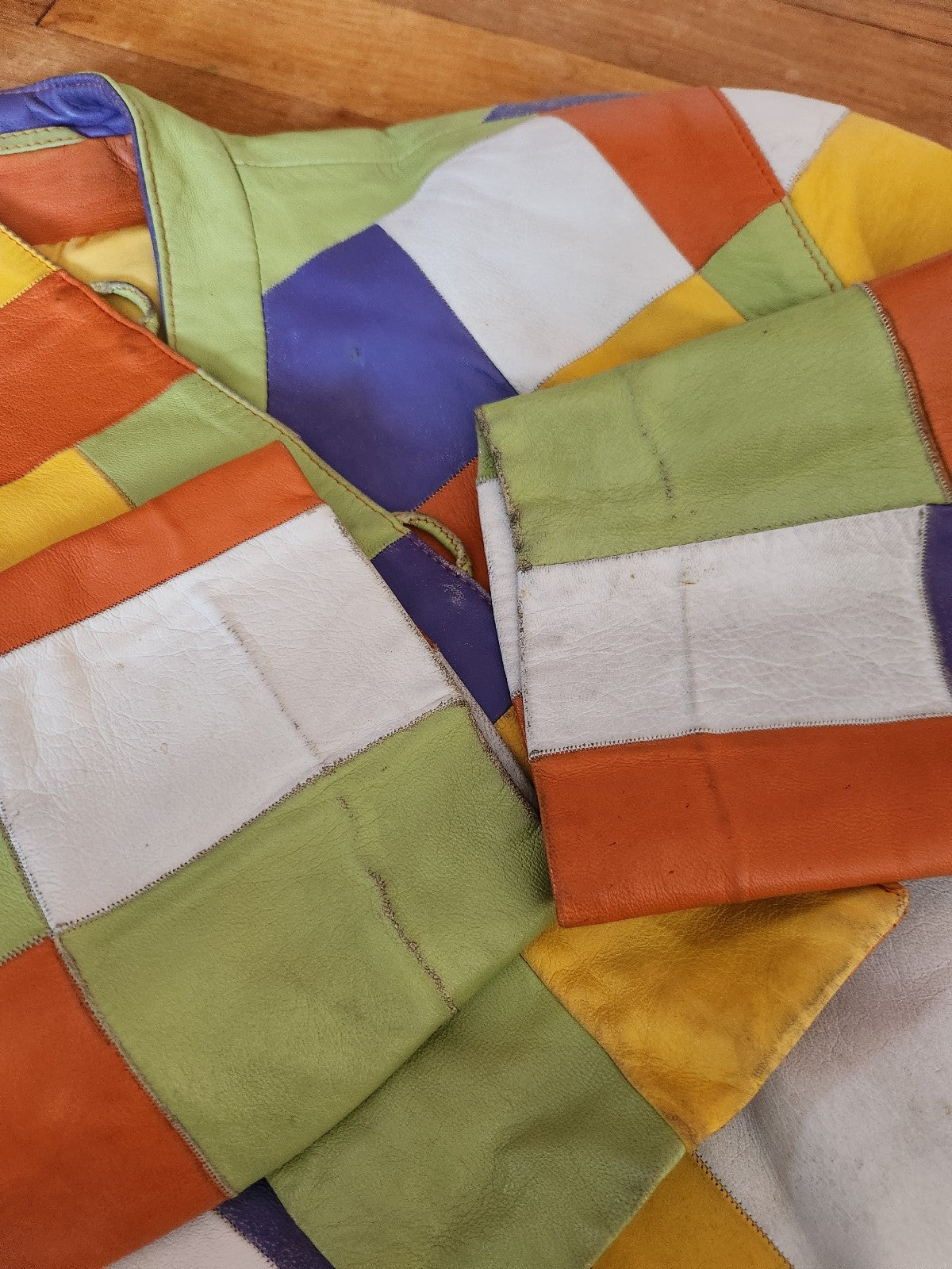 Y2K Colorful Patchwork Leather Jacket