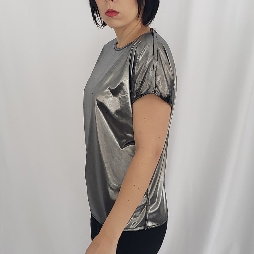 Y2K Silver Space Age Top