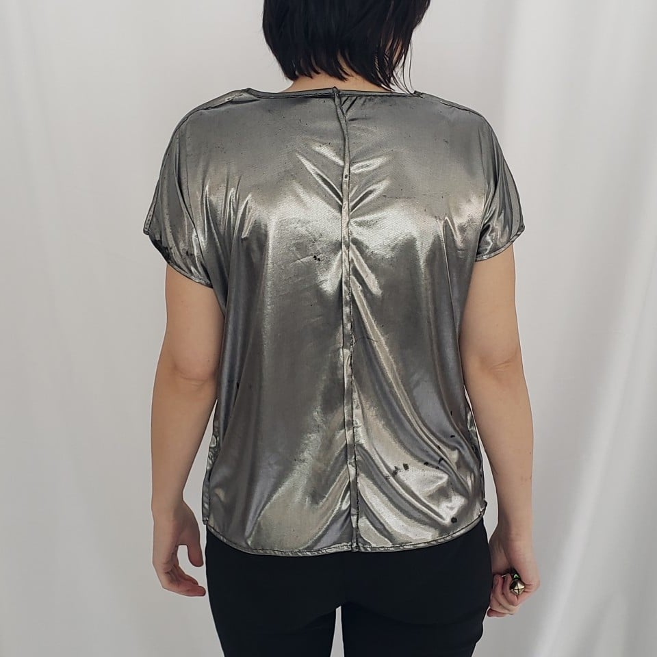 Y2K Silver Space Age Top