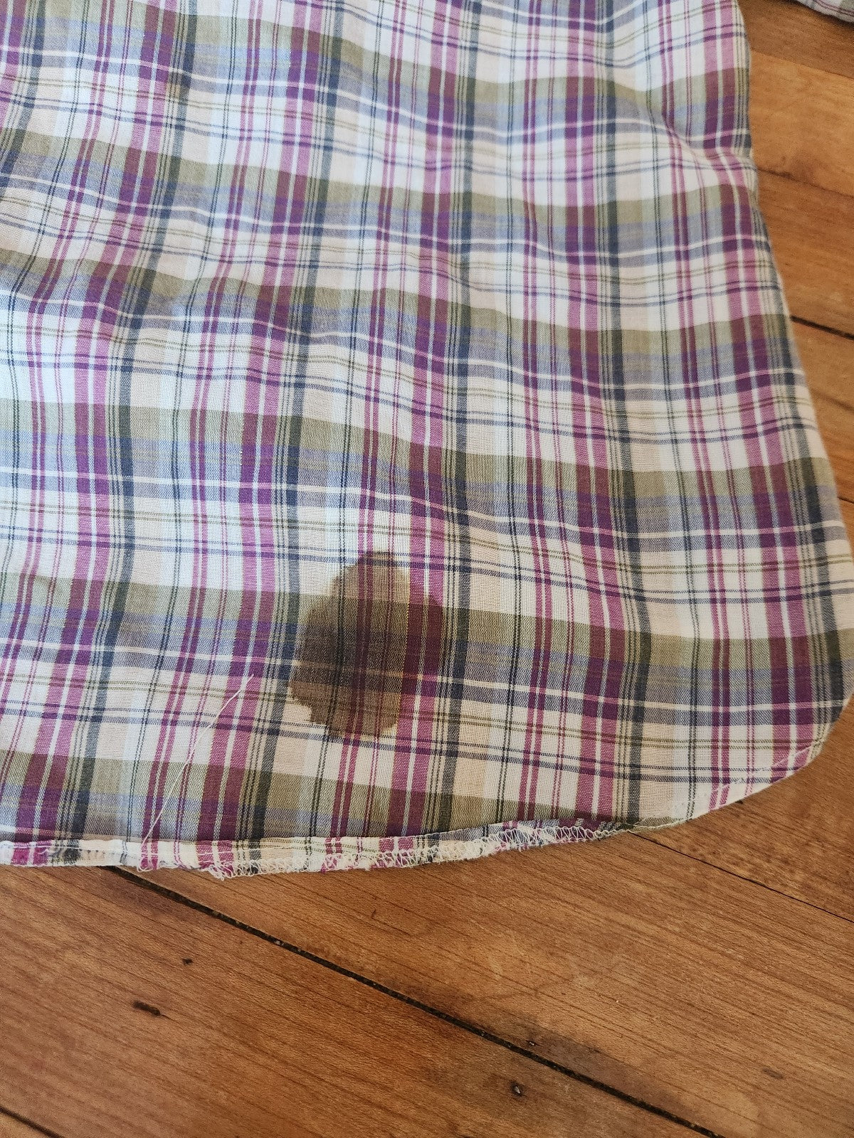 70s Purple and Green Plaid Button Down