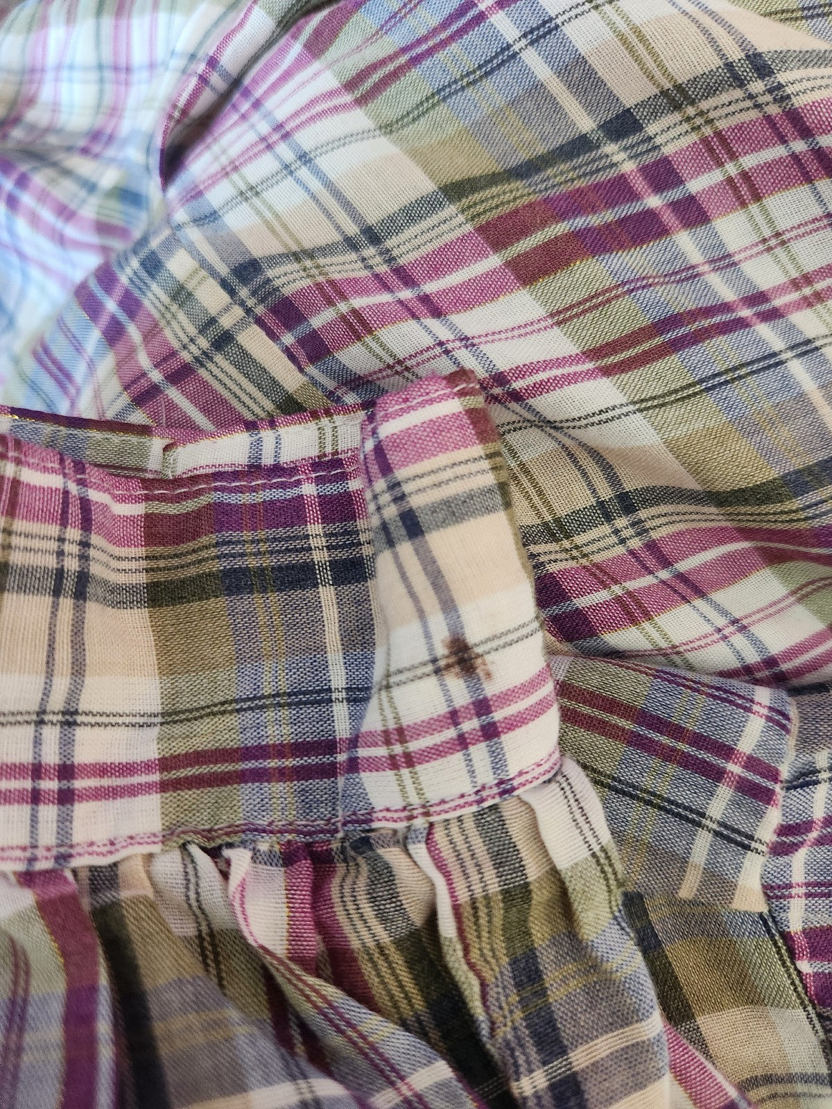70s Purple and Green Plaid Button Down
