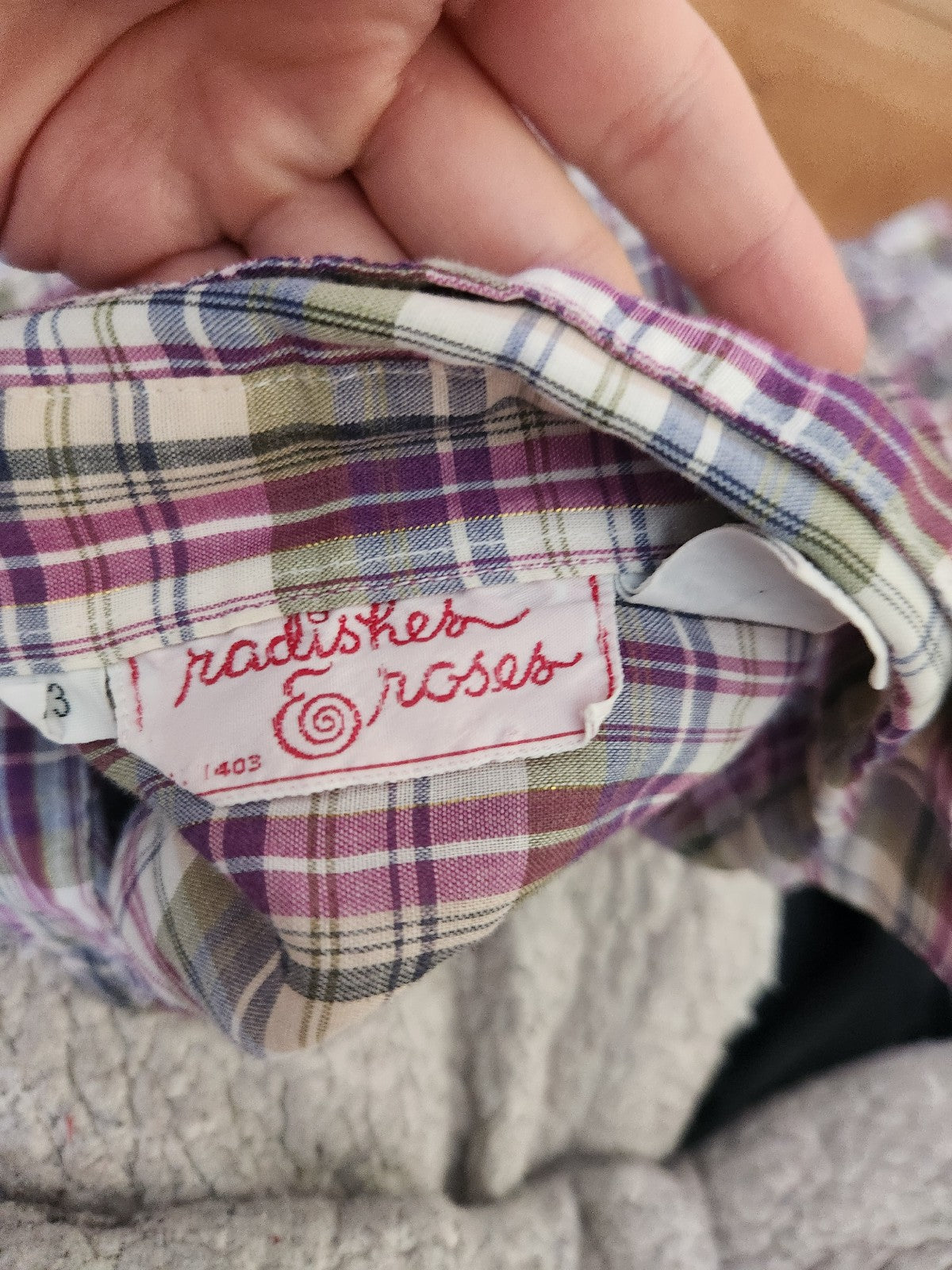 70s Purple and Green Plaid Button Down