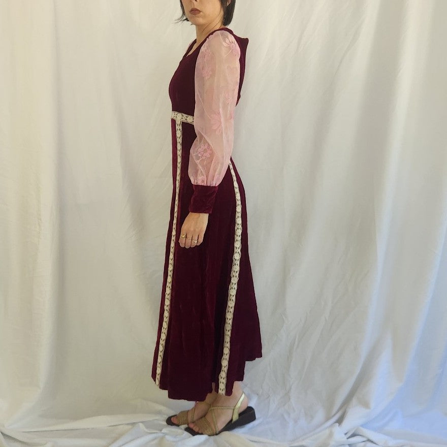 70s Does Renaissance Homemade Pink Velvet Gown