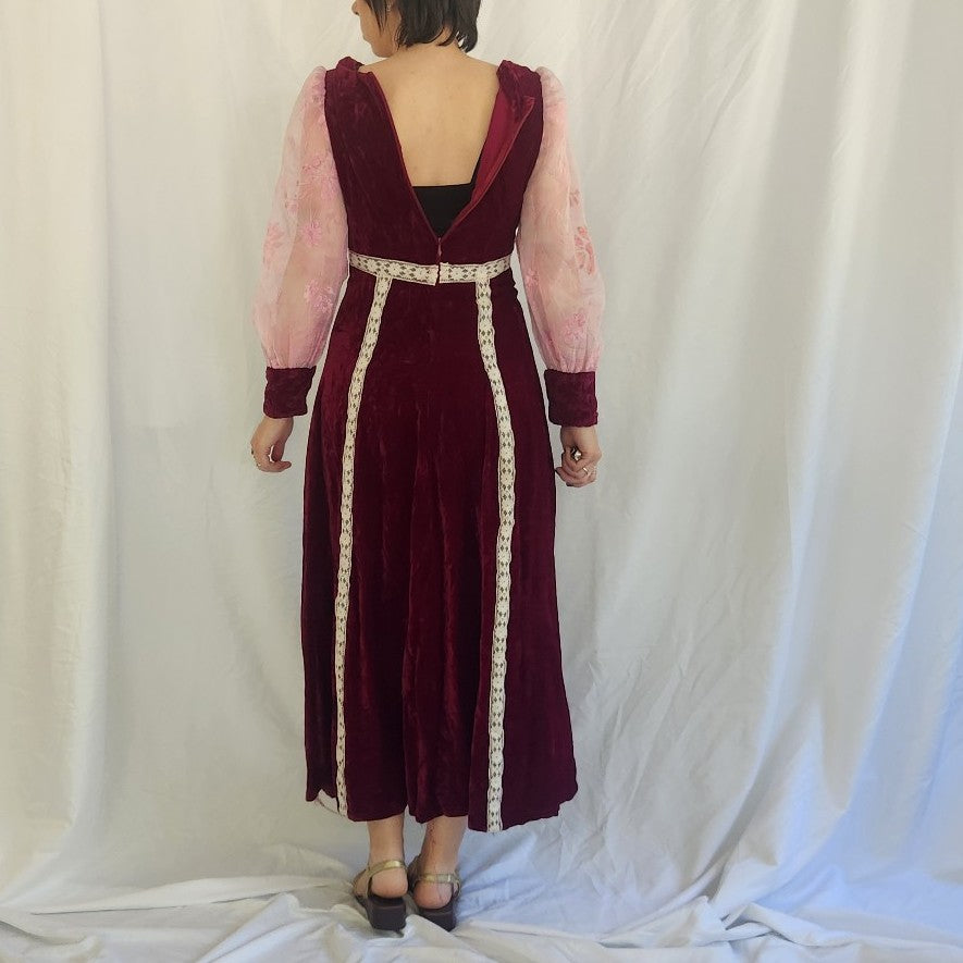 70s Does Renaissance Homemade Pink Velvet Gown
