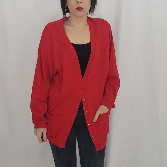 80s/90s Red Oversize Cardigan