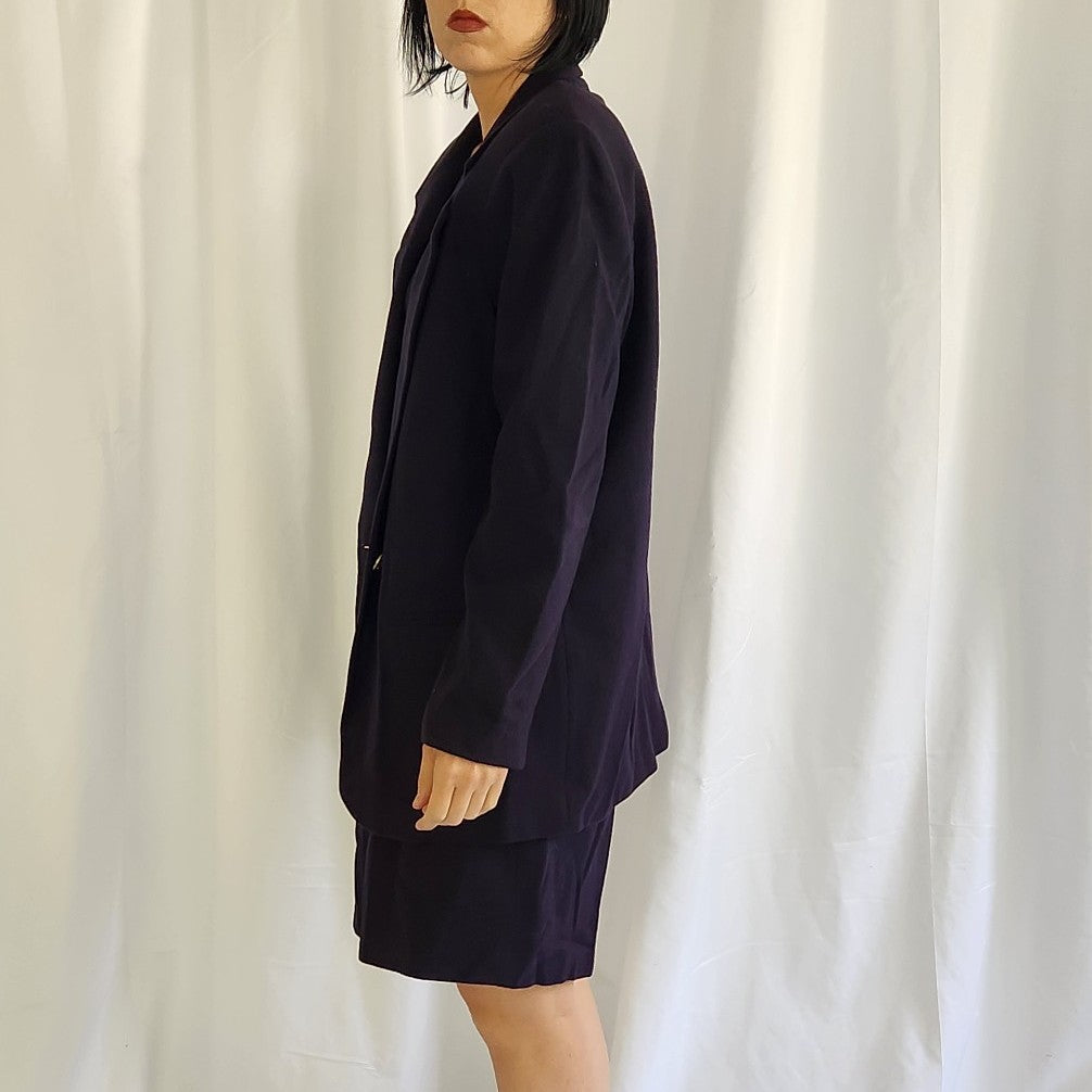 90s Navy Blue Wool Blazer and Shorts Set
