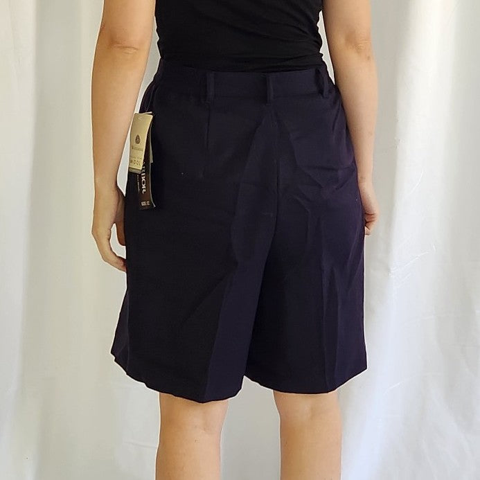 90s Navy Blue Wool Blazer and Shorts Set