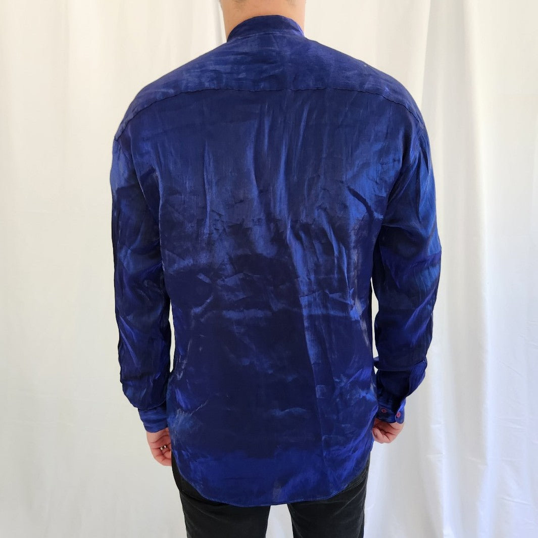 90s Blue/Purple Shiny Button Down Shirt
