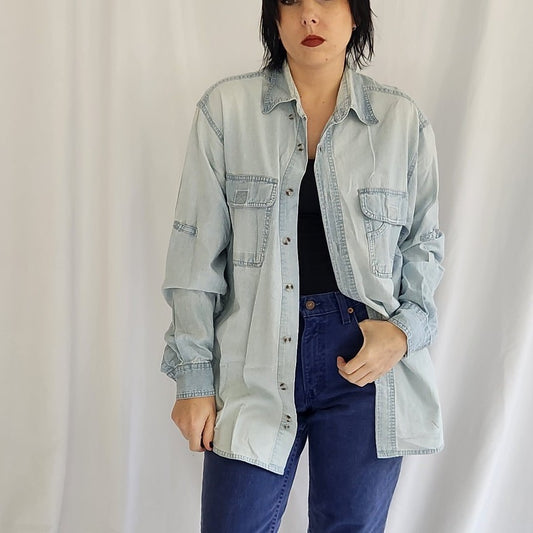 90s Light Wash Denim Button Down Shirt