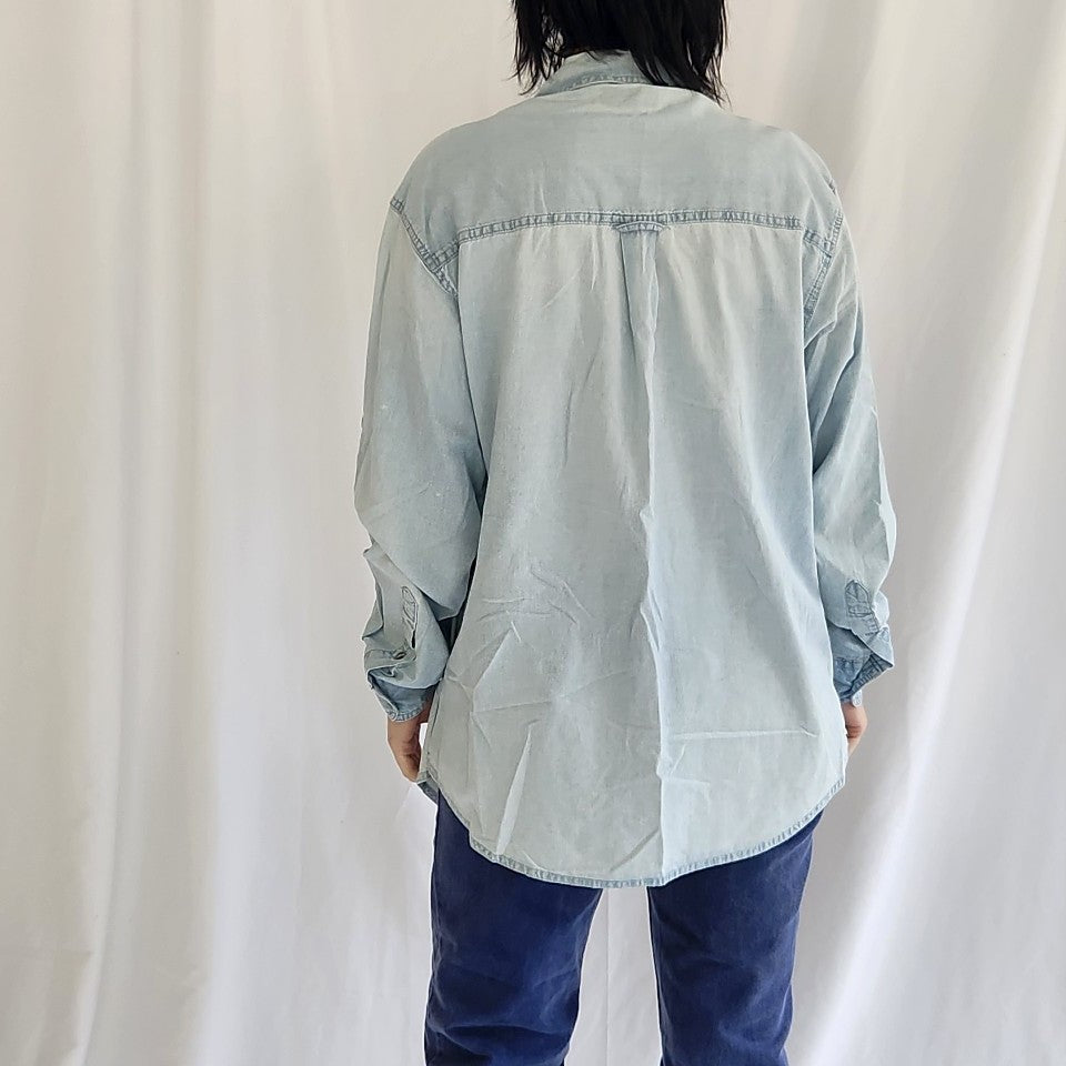 90s Light Wash Denim Button Down Shirt