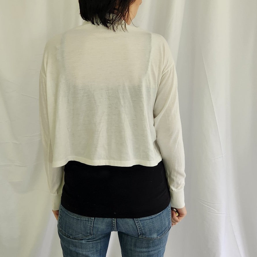 90s White Cropped Boxy Cardigan
