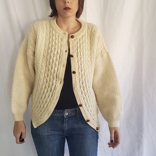 70s Cream Wool Cardigan