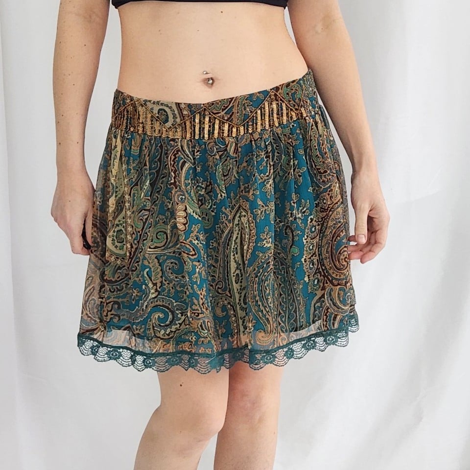 Y2K Deadstock Teal Boho Skirt
