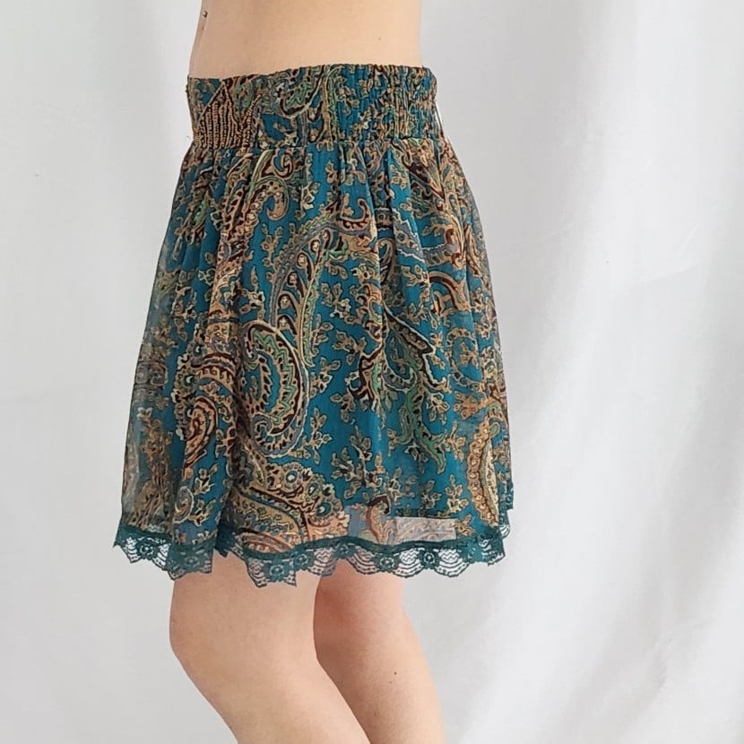 Y2K Deadstock Teal Boho Skirt