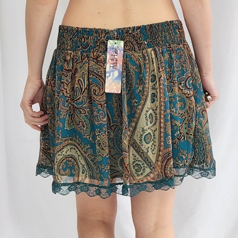 Y2K Deadstock Teal Boho Skirt