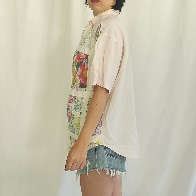 90s Floral Patchwork Button Down