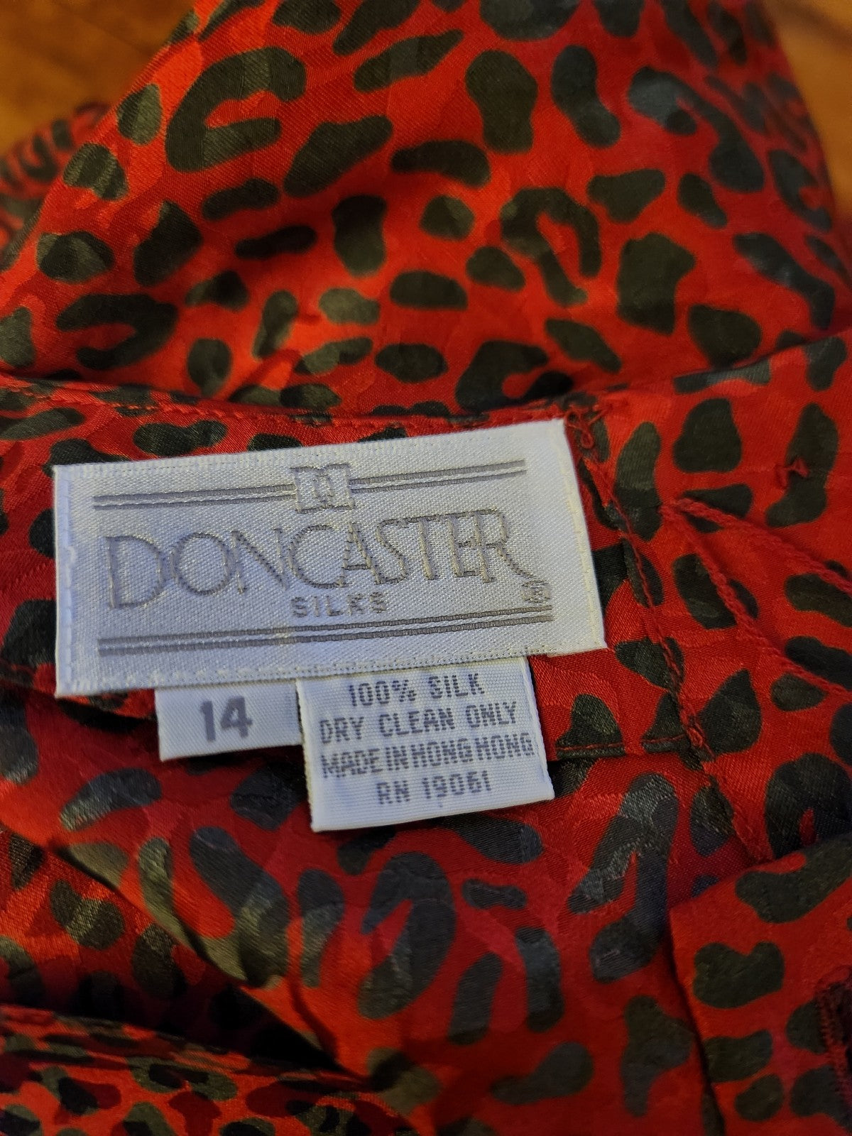 80s/90s Deadstock Red and Brown Cheetah Print Silk Blouse