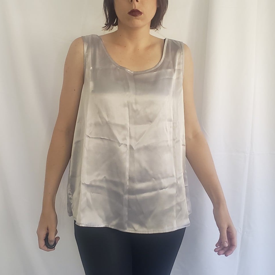 90s Silver Satin Blouse