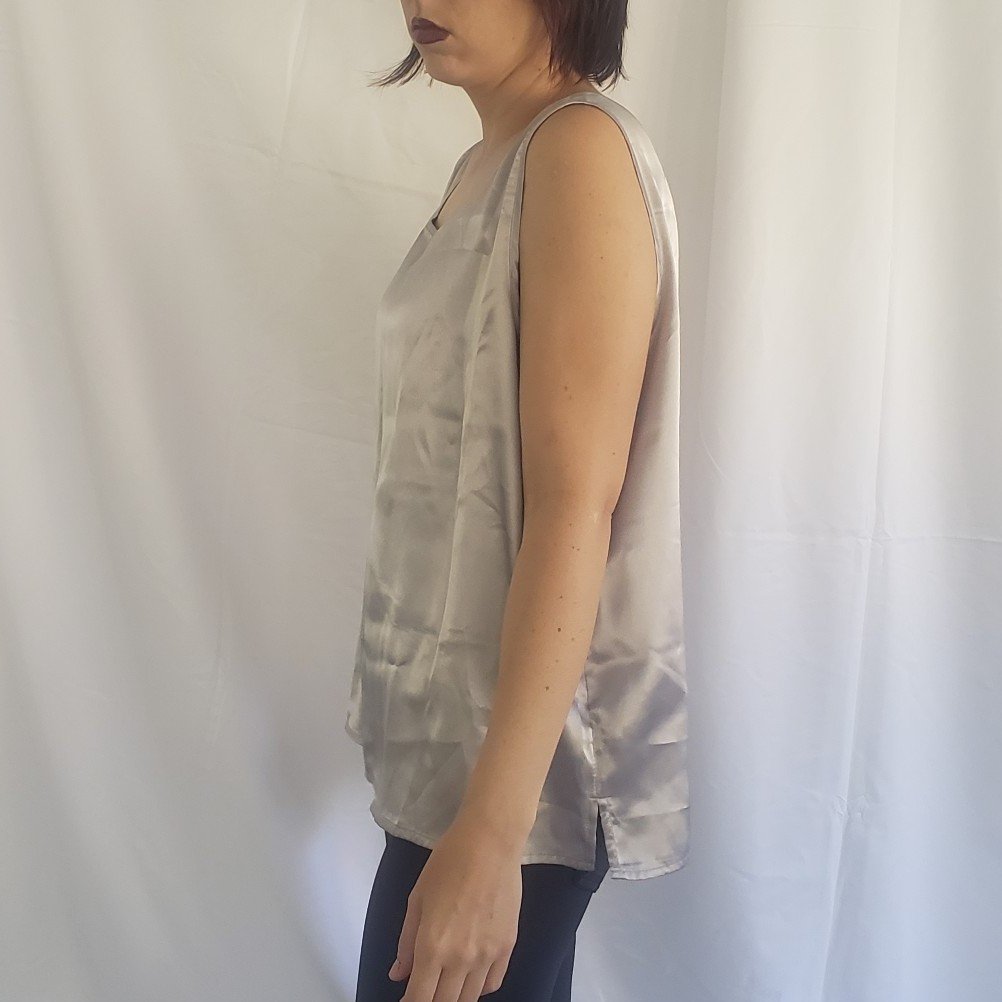 90s Silver Satin Blouse