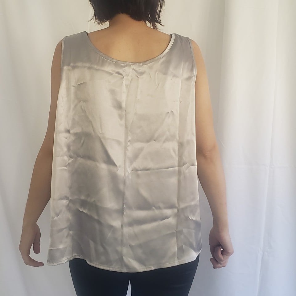 90s Silver Satin Blouse