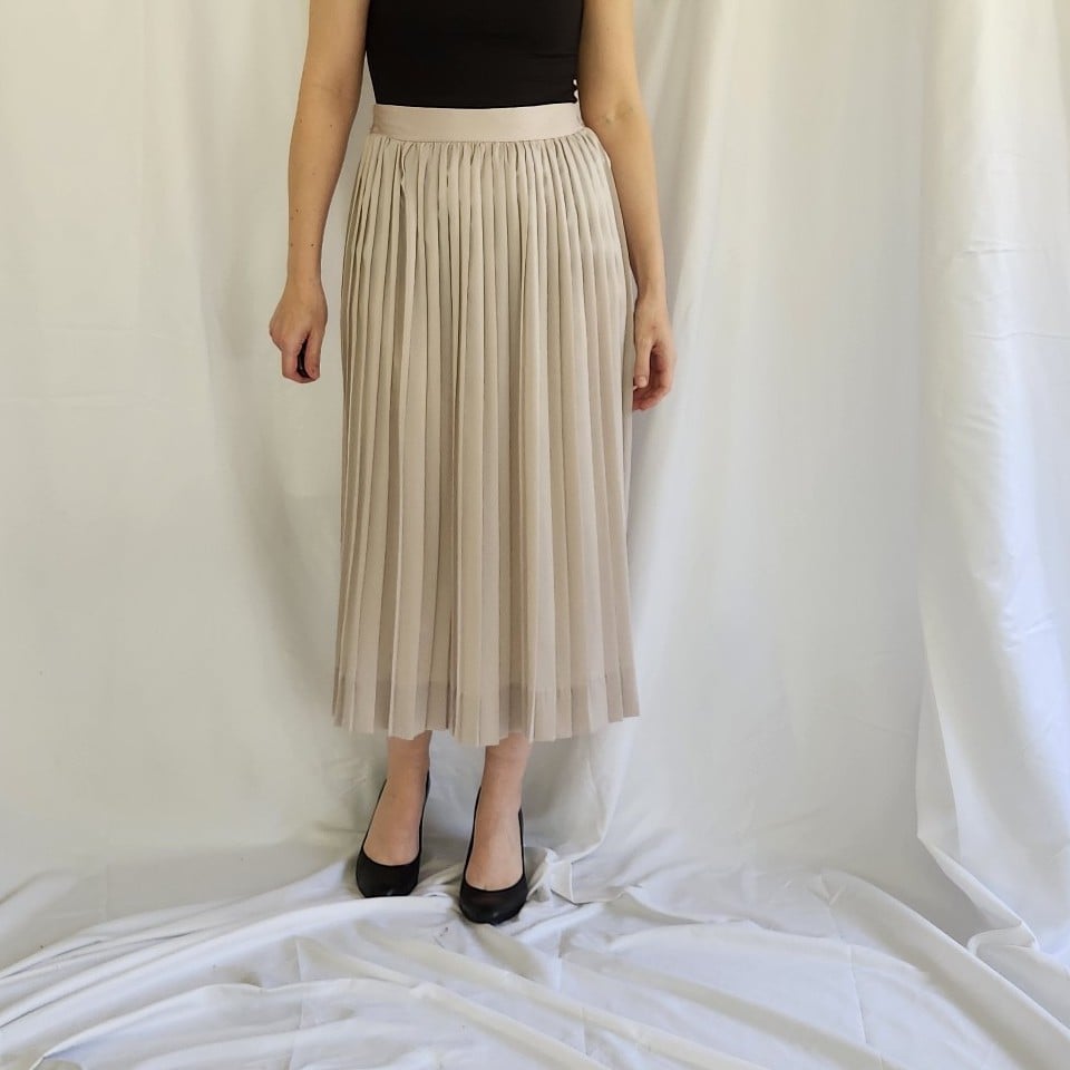 80s/90s Taupe Satin Pleated Skirt