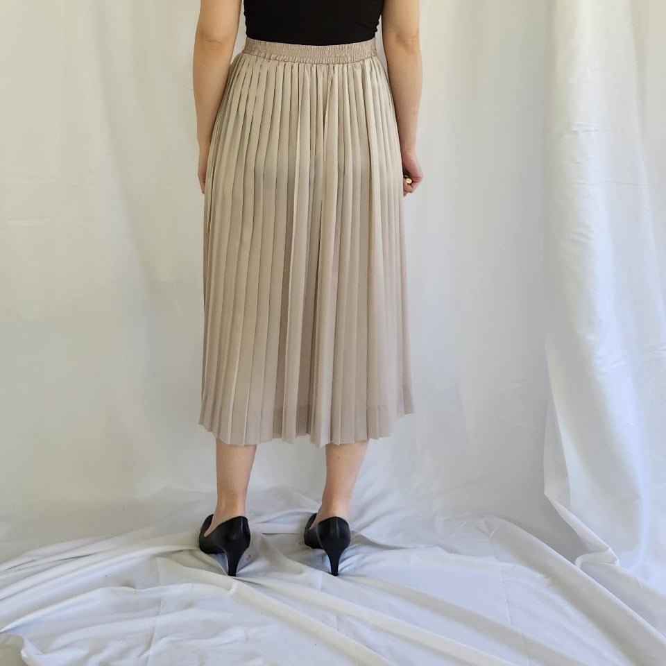 80s/90s Taupe Satin Pleated Skirt