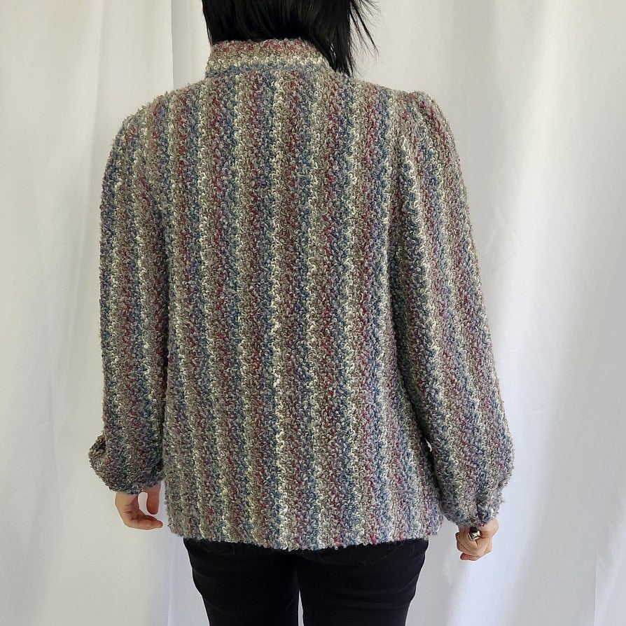 90s Gray, Purple, and Blue Boucle Jacket