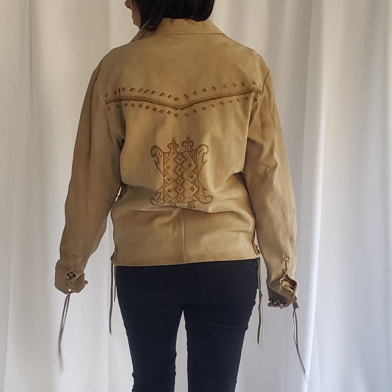 Vintage Aztec Inspired(?) Suede Pullover