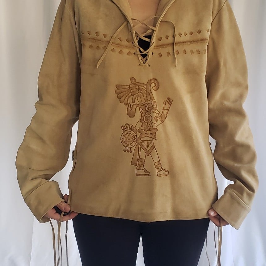 Vintage Aztec Inspired(?) Suede Pullover