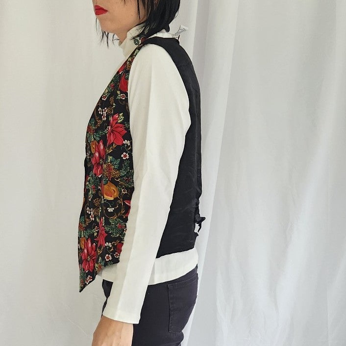 90s Poinsettia Christmas Vest