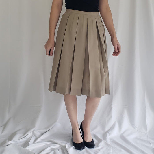 80s Beige Pleated Skirt