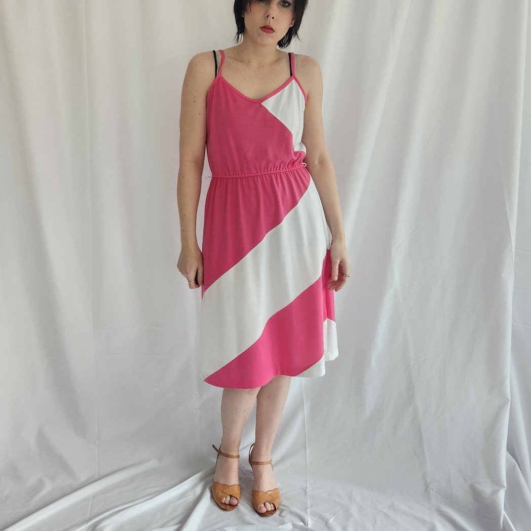 80s Pink and White Sundress